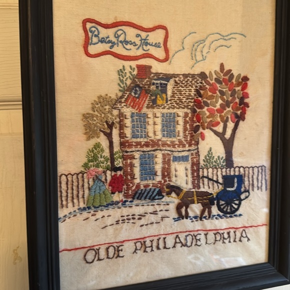 Betsy Ross house old Philadelphia embroidered needlepoint - Picture 2 of 3